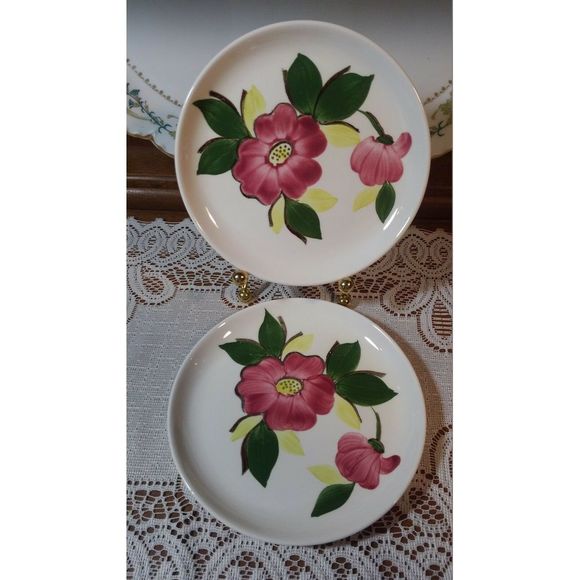 SALE! 2 Vintage Stetson B&B Plates STT34 Coupe Shape Pink Flowers - Picture 3 of 12